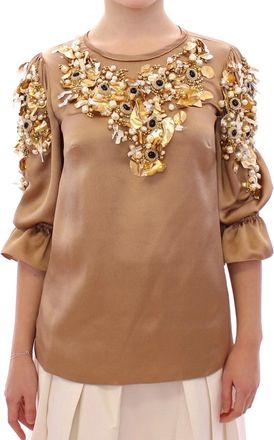 Dolce & Gabbana Gold SPECIAL Piece Runway Crystal Womens Blouse (Pre-Owned)