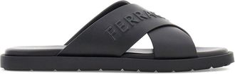 Ferragamo crossover-strap leather sandals - men - Calf Leather/CALFSKIN/Rubber - 6 - Black