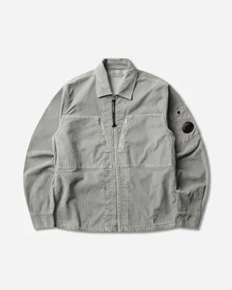 C.P. Company Men s Corduroy Lens Zipped Overshirt Flint Grey