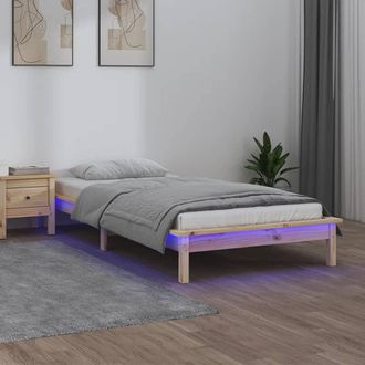 vidaXL Estructura De Cama Led Sin Colch&oacute;n Madera Maciza 100x200 Cm Vidaxl