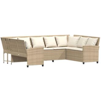 vidaXL Sof&aacute; De Jard&iacute;n Con Cojines Rat&aacute;n Sint&eacute;tico Beige Vidaxl