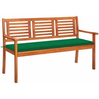vidaXL Banco De Jard&iacute;n 3 Plazas Madera Maciza Eucalipto Y Coj&iacute;n 150 Cm Vidaxl