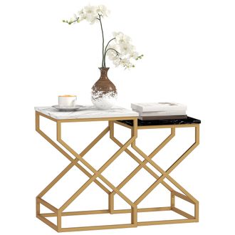 HOMCOM Nest Of Tables - Coffee Table Set with Steel Frame Black/White | TJ Hughes Black