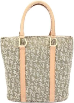 Dior Pre-owned Trotter Canvas Leather Tote Bag - Dames - Vintage Handtas - Groen - ONE Size - Leer - Vintage