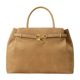 Ralph Lauren Gestructureerde Satchel - Dames - Tassen - Beige - Maat: ONE Size Leer