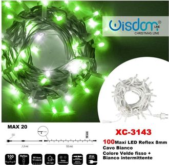 Trade Shop Trade Shop - Catena Luminosa 100 Luci Led Lucciole Verde Fisso + Bianco Intermittente Xc-3143