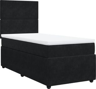 vidaXL Cama Box Spring Con Colch&oacute;n Terciopelo Negro 100x200 Cm Vidaxl