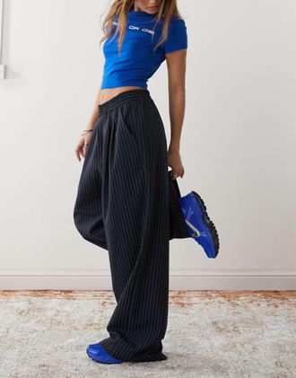 Collusion relaxed pull on striped pants in blue