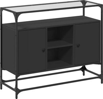 vidaXL Sideboard with Glass Top Black 98x35x81 cm Engineered Wood Vidaxl