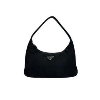 Prada Pre-owned Shoulder Bags, female, Black, Size: ONE SIZE Pre-owned Nylon Shoulder Bag