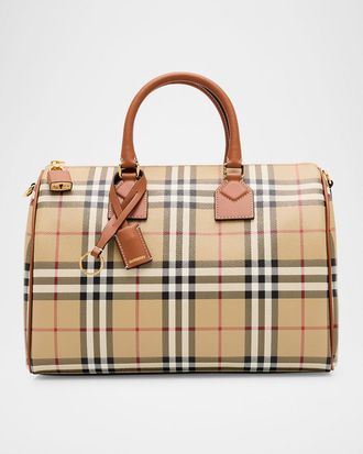 Burberry Check Medium Bowling Top-Handle Bag