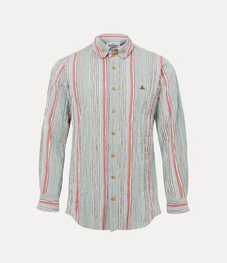 Vivienne Westwood Two Button Krall Shirt Smocked Shirting Multi-stripe 46 Men