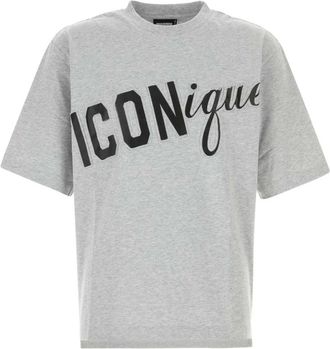 Dsquared2 Melange Cotton Oversize T-Shirt - Heren - T-shirts - Grijs - S - Katoen - Tops