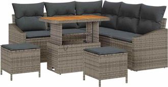 vidaXL Garden Sofa Set with Cushion 8 pcs Grey Poly rattan Vidaxl