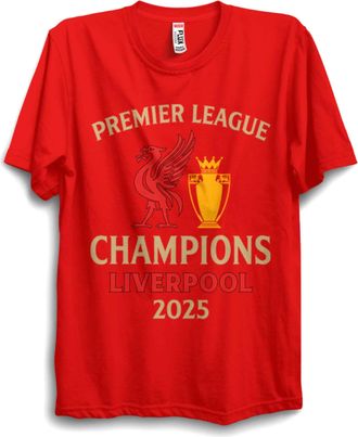 Generic 2025 Champions Red Football T-Shirt Souvenir Supporters Tee Top (UK, Alpha, 3XL, Regular, Regular, Red)