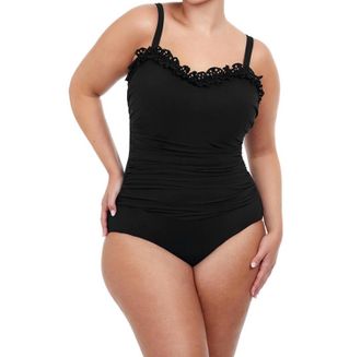Gottex Plus Size Scoop Neck One Piece Swimsuit In Hula Dance Black