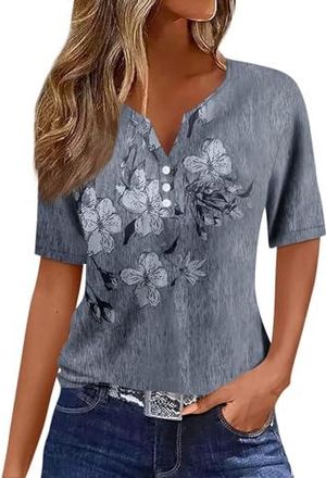 Blouse brodée en coton unie, manches 3/4, beige