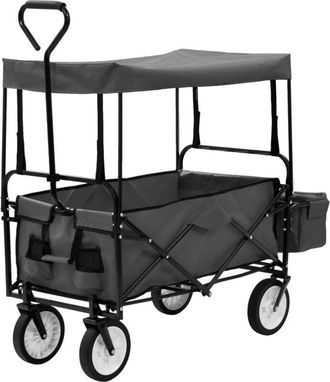 vidaXL Carrito De Mano Plegable Con Capota Acero Gris Vidaxl