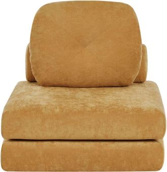 Beliani Sof&aacute; cama individual Chenilla Mostaza