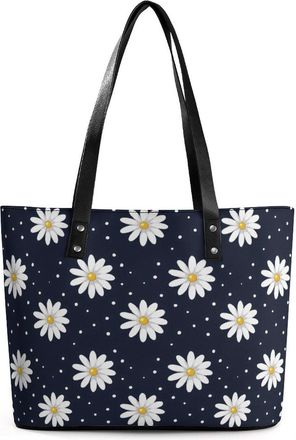 Generic White Daisies Circles Tote Bags for Women Cute Shoulder Purses Handbags