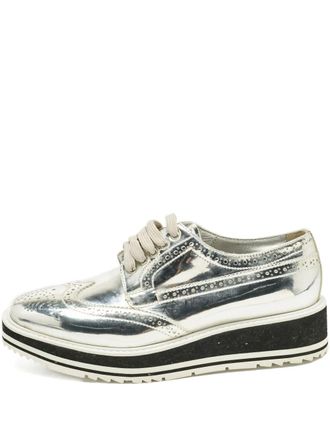 Prada patent-leather derby sneakers - Silver