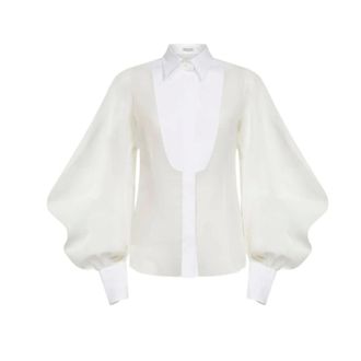 Brunello Cucinelli Brunello Cucinelli, Shirts, female, White, Size: XS Button Bishop-Sleeves Shirt