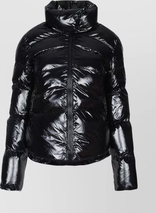 Pinko high collar puffer coat with shiny finish