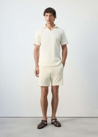 Mango Bermuda 100% cotone texture bianco sporco - Uomo - XXL - MANGO MAN