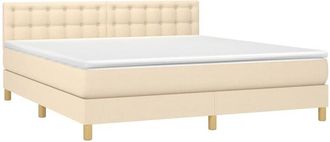 vidaXL Vidaxl - Cama Box Spring Con Colch&oacute;n Y Led Tela Crema 180x200 Cm