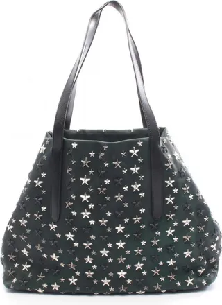 Jimmy Choo London Green Leather Handbag Tote Bag (Pre-Owned)