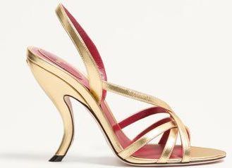 Valentino Garavani Fetishique Sandal In Laminated Nappa 105Mm Woman ANTIQUE BRASS 35.5