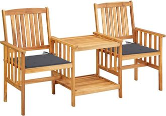 vidaXL Sillas Y Mesita De Jard&iacute;n Con Cojines Madera Maciza Acacia Vidaxl