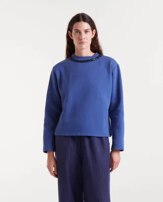 Compa&ntilde;&iacute;afant&aacute;stica Sequin Crewneck Sweater In Blue