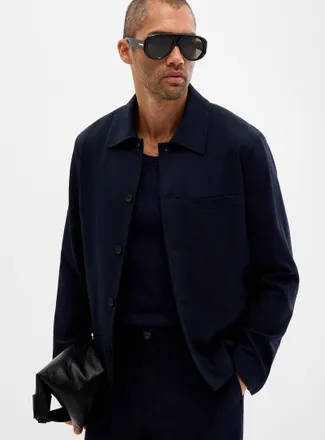 Selected Mens Minimalist soft twill shacket