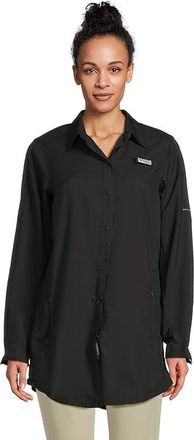 Columbia Tamiamitm Long Sleeve Tunic Womens Long Sleeve Button Up Black : LG, Polyester