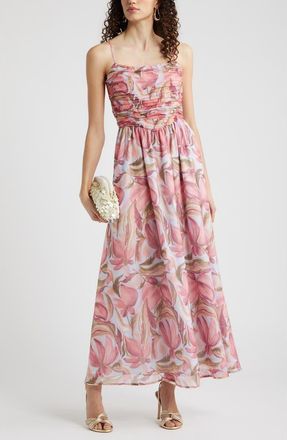 Chelsea28 Floral Organza Party Dress in Blue Sonia Abstract at Nordstrom, Size Xx-Small