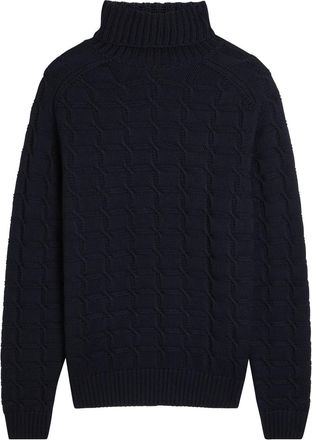 Slowear Chunky Cable-knit Roll-neck Wool Jumper - Navy - 54 (UK44 / Xxl)
