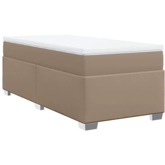 vidaXL Cama Box Spring Con Colch&oacute;n Cuero Sint&eacute;tico Capuchino 90x190 Cm Vidaxl