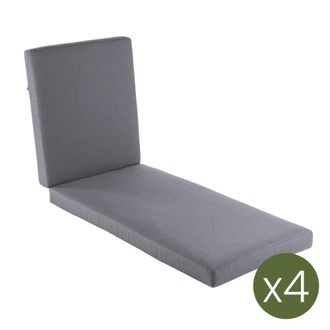 ED&Egrave;N JARD&Iacute; Pack de 4 cojines para tumbona olefin gris 190x60x10 cm
