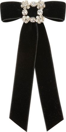Jennifer Behr Kinley Crystal Velvet Bow Barrette in Black at Nordstrom