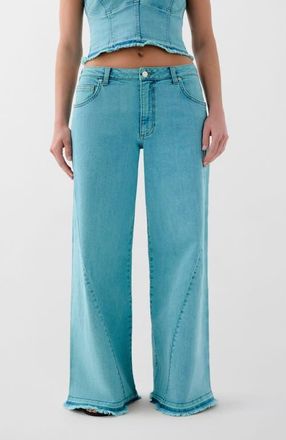 Scalpers Culotte Ques Denim Pant in Turquoise at Nordstrom, Size 36 Eu