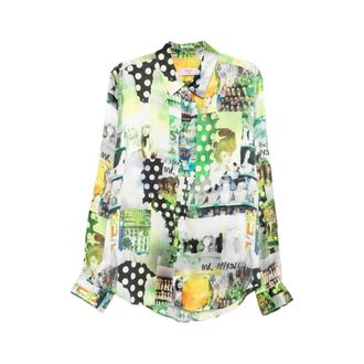 Martine Rose Casual Shirts, male, Green, Size: XL Graphic-print Long-sleeve Shirt