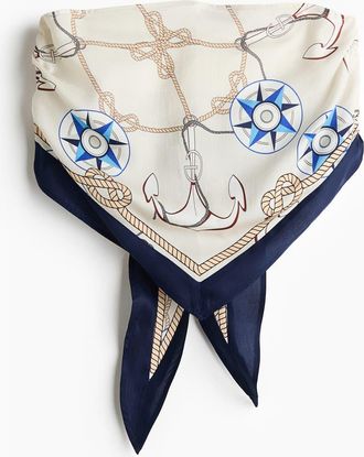 H&M Scarf-look Lyocell Bandeau Top in Cream/patterned at Nordstrom, Size Xx-Large