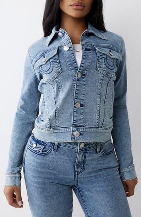 True Religion Jesse Crop Denim Jacket in Light Budding Wash at Nordstrom Rack, Size X-Small