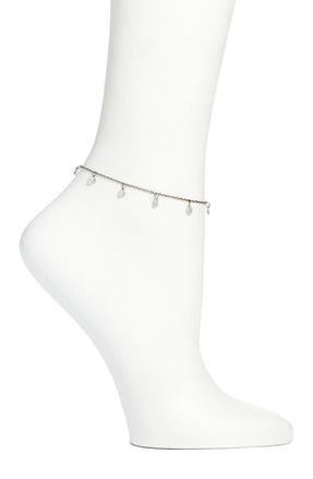 Vidakush Dainty Crystal Drop Anklet in Silver at Nordstrom, Size 7