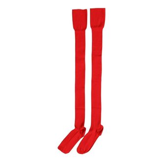 Dolce & Gabbana Logo Dijbehoge Geribbelde Sokken - Heren - Accessoires - Rood - Maat: ONE Size Nylon