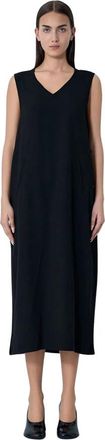 Yohji Yamamoto Double Knit Midi Jurk - Dames - Casual kleedjes - Zwart - M - Kleedjes