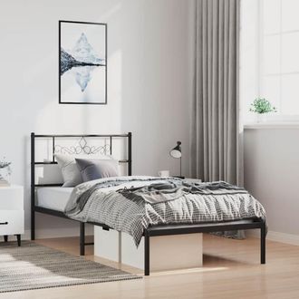 vidaXL Estructura Cama Sin Colch&oacute;n Con Cabecero Metal Negro 100x200 Cm Vidaxl