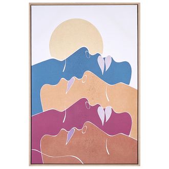 Beliani Beliani - Lienzo Cuadro De Pared 93 X 63 Cm Marco Mdf Sint&eacute;tico Formas Abstractas Rectangular Moderno Multicolor Fasano