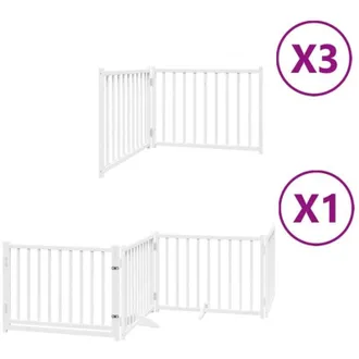 vidaXL Puerta De Perros Plegable 10 Paneles Madera &Aacute;lamo Blanca 800 Cm Vidaxl